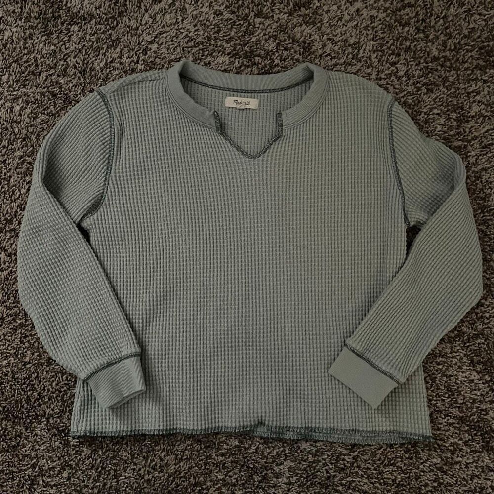 Madewell green waffle top women’s size Small